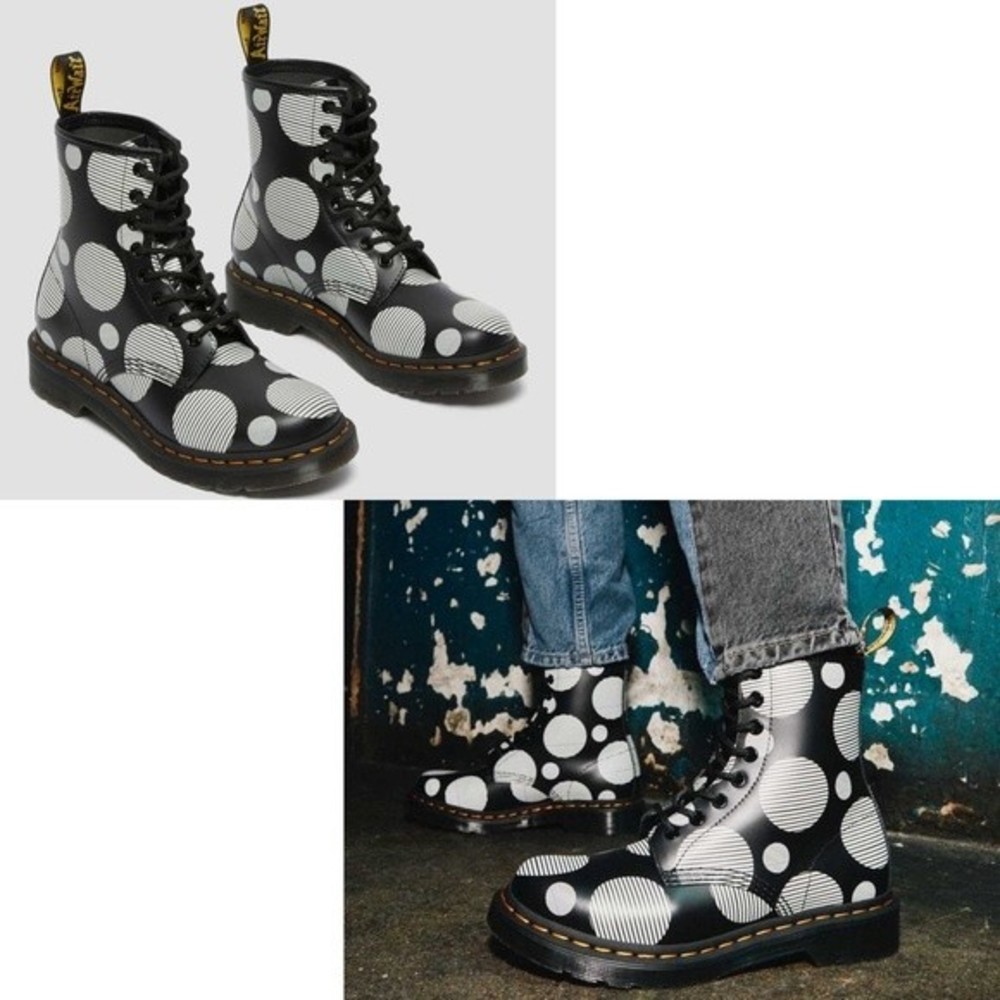 Dr. Martens 1460 Polka Dot Smooth Leather Lace Up Boots, EU 38, US 7